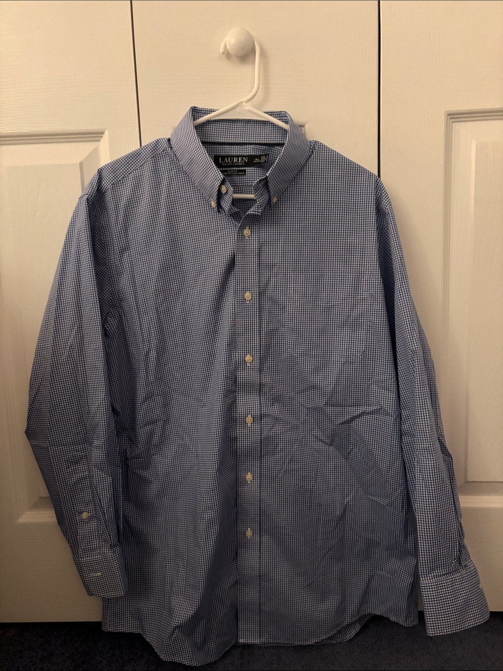 Lauren Ralph Lauren Blue Gingham Button-Down Dress Shirt